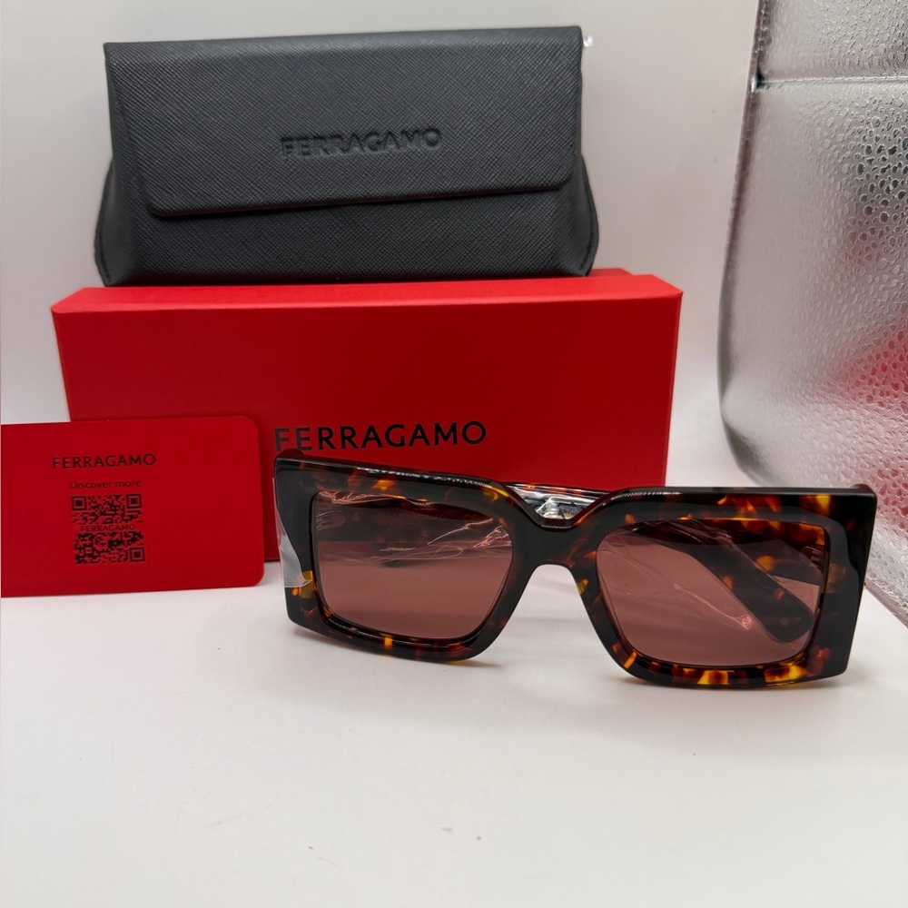 Salvatore Ferragamo Red Box with Tortoiseshell Sunglasses Accent
